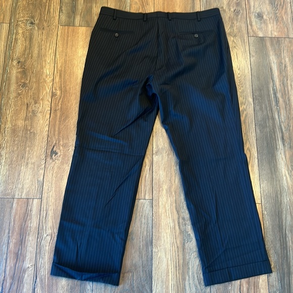 Lauren Ralph Lauren Men’s Suit Pants 38/30, Pleated, Ankle Cuffs, Black, Stripes - Picture 5 of 5